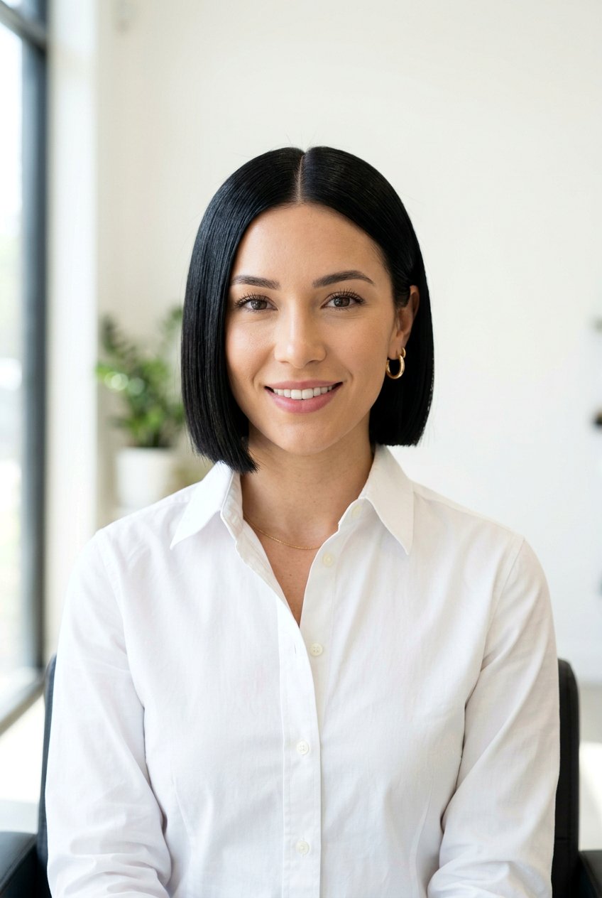 Sleek Straight Bob With Center Part - 20 clean professional bob with center part - 20 clean professional bob with center part