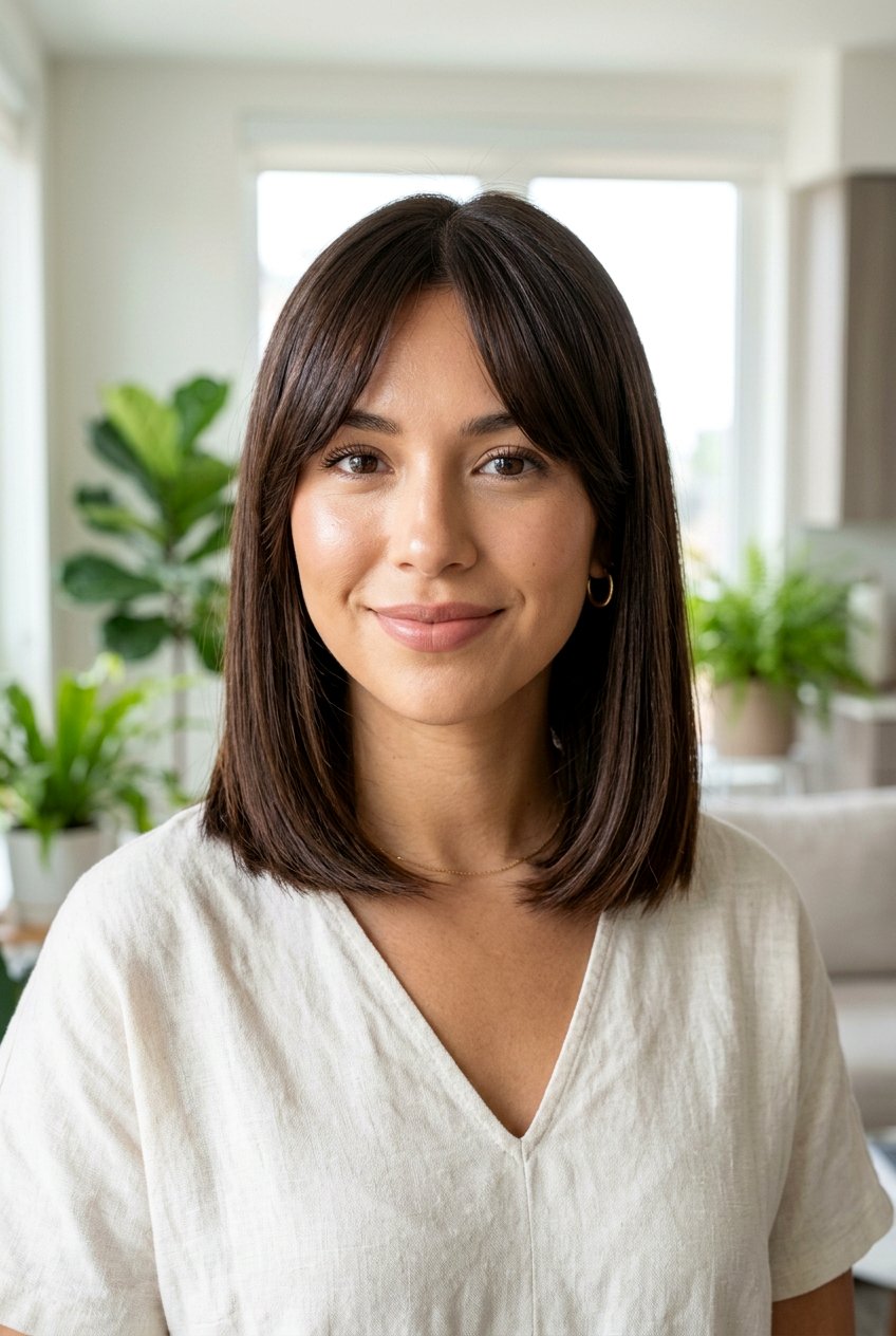 Sleek Straight Bob With Curtain Bangs - 20 fresh spring haircut ideas - 20 fresh spring haircut ideas