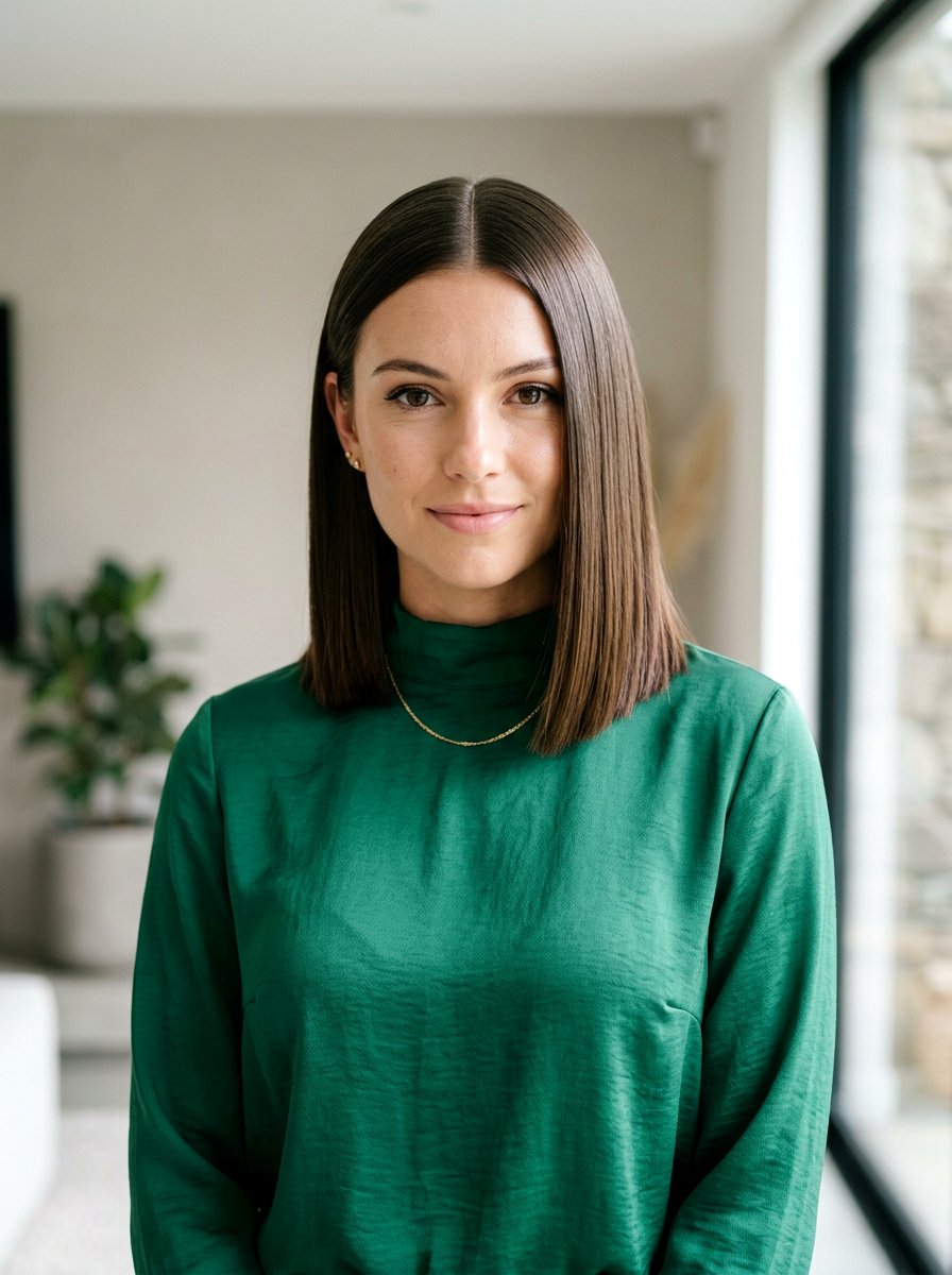 Sleek Straight Bob With Middle Part - 20 date night hairstyle for shoulder length bob - 20 date night hairstyle for shoulder length bob