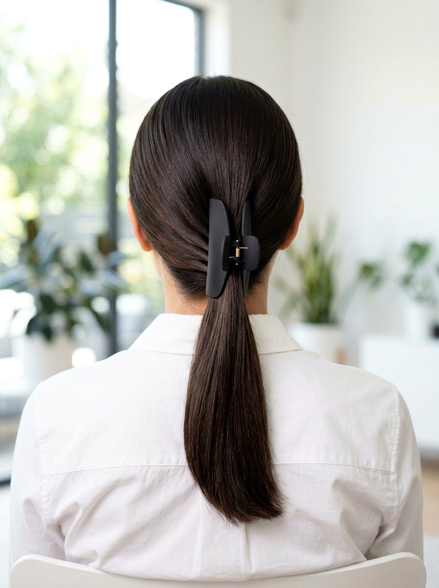 Sleek Straight Hair Claw Clip - 20 claw clip hairstyle for office women - 20 claw clip hairstyle for office women