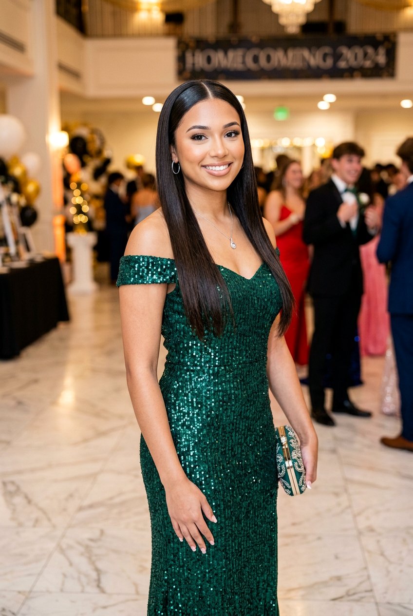 Sleek Straight Hair Down for Hoco - 20 hoco hairstyles - 20 hoco hairstyles