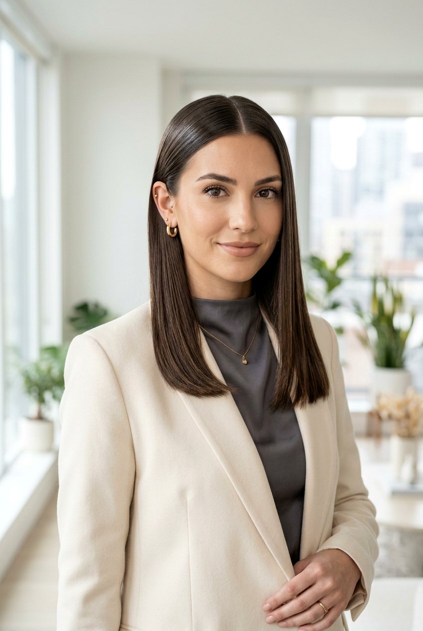 Sleek Straight Hair With Middle Part - 20 date night hairstyles - 20 date night hairstyles