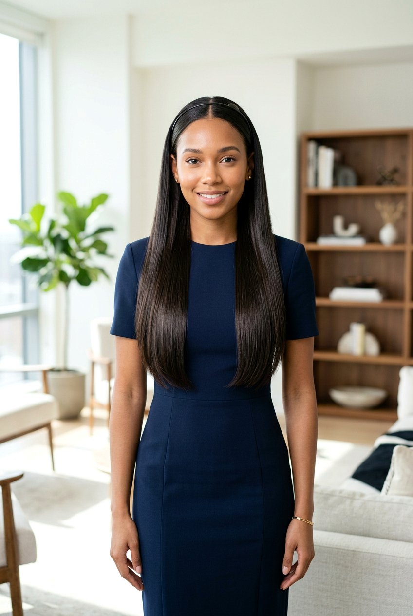 Sleek Straight Hair with Center Part - 20 sweet 16 hairstyles - 20 sweet 16 hairstyles