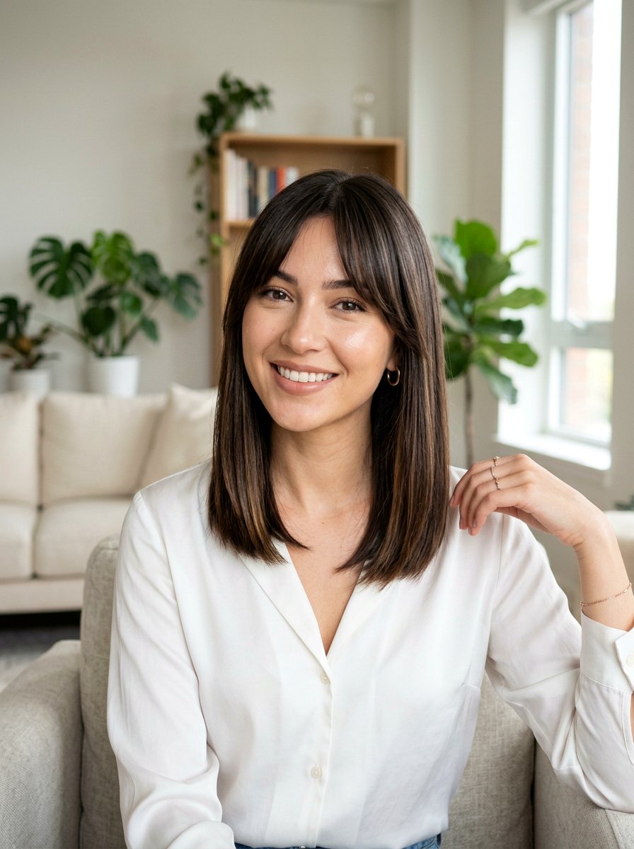 Sleek Straight Lob With Curtain Bangs - 20 sleek straight bob with bangs - 20 sleek straight bob with bangs