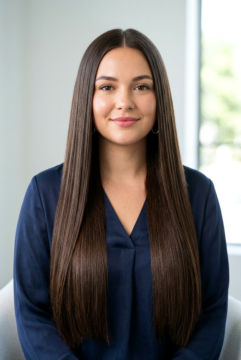 Sleek Straight Long Hair - 20 hairstyles for chubby faces - 20 hairstyles for chubby faces