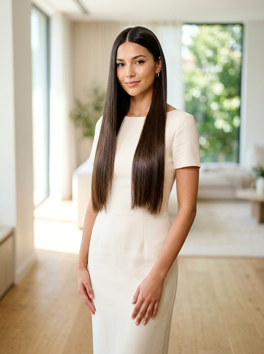 Sleek Straight Long Hair - 20 sleek hairstyle for wedding guest - 20 sleek hairstyle for wedding guest