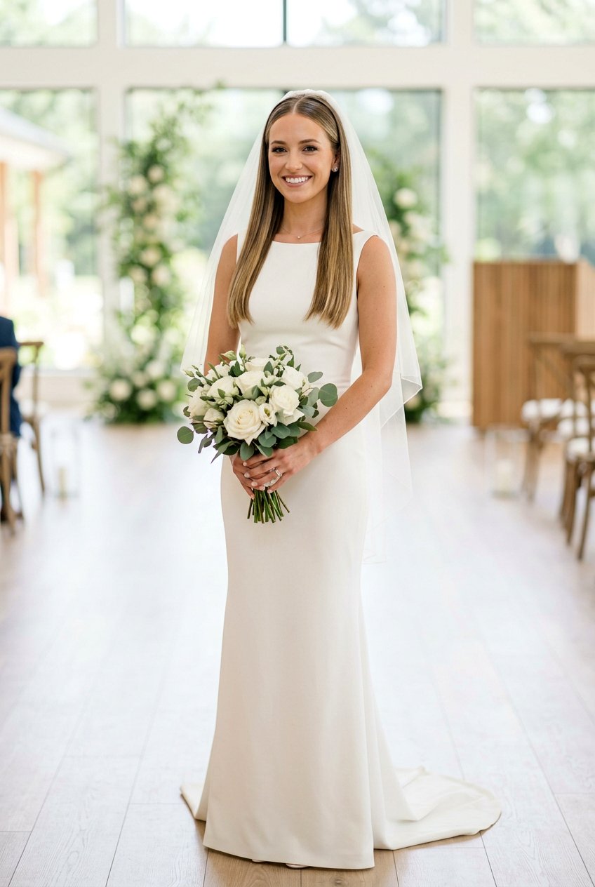 Sleek Straight Long Hair With Veil - 20 bridal hairstyle for thick hair with veil - 20 bridal hairstyle for thick hair with veil