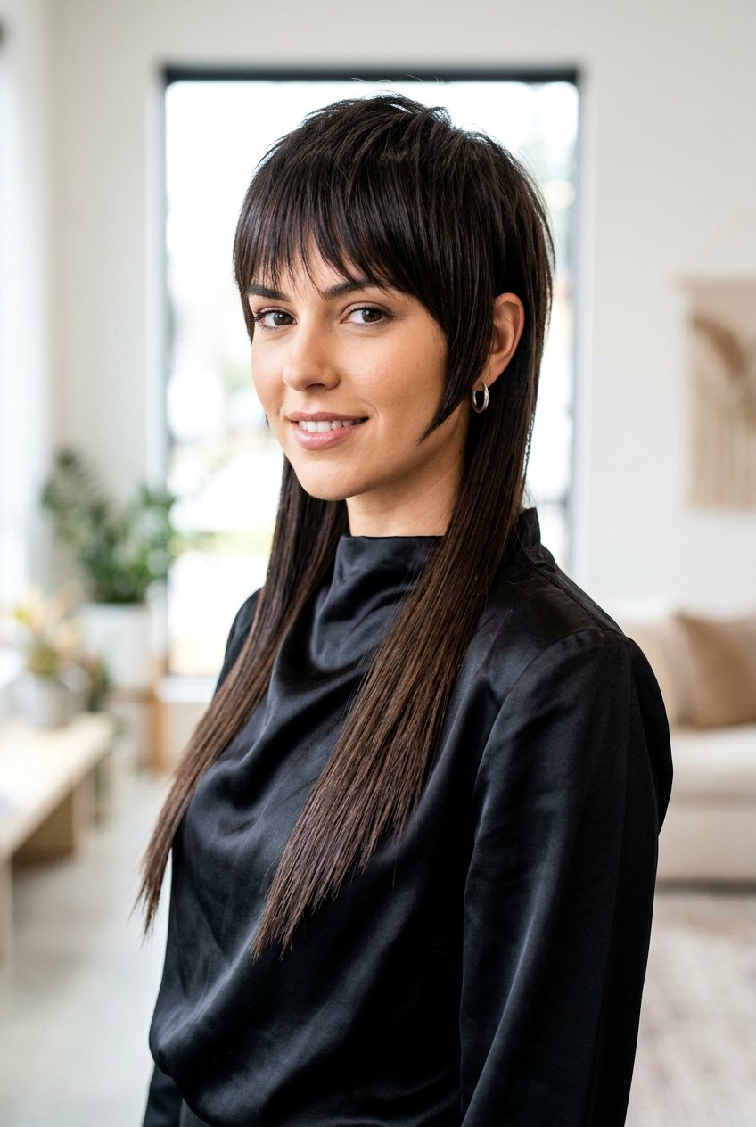 Sleek Straight Mullet Haircut - 20 mullet haircut for thick hair women - 20 mullet haircut for thick hair women