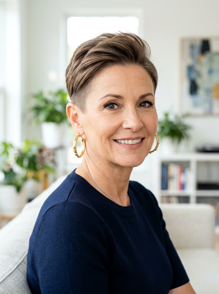 Sleek Straight Pixie - 20 straight haircut for women over 50 - 20 straight haircut for women over 50