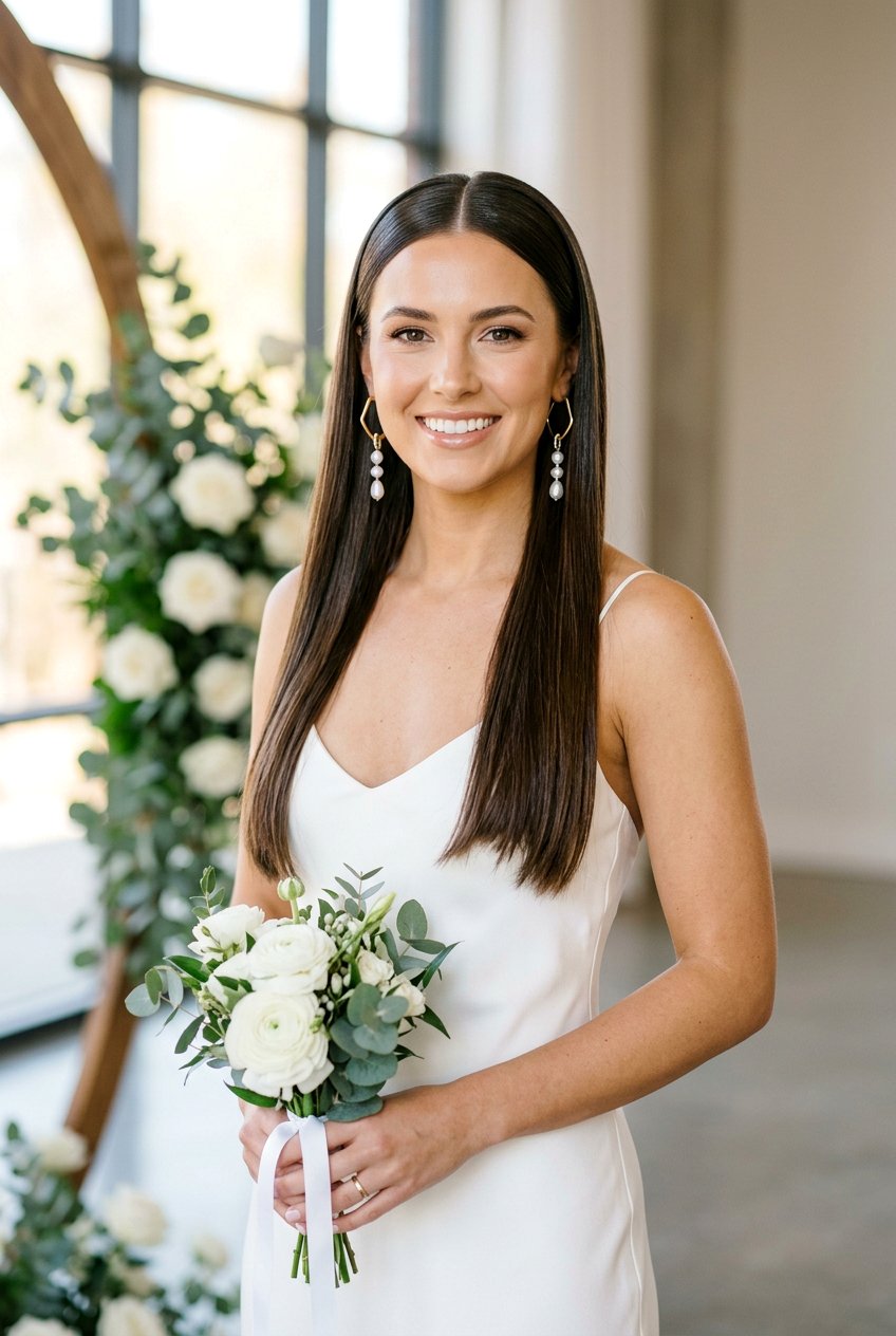 Sleek Straight Wedding Hair - 20 wedding season hairstyles - 20 wedding season hairstyles