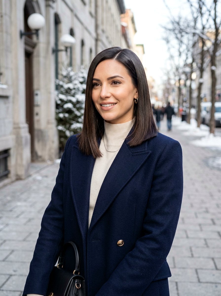 Sleek Straight Winter Lob - 20 winter lob haircut ideas - 20 winter lob haircut ideas