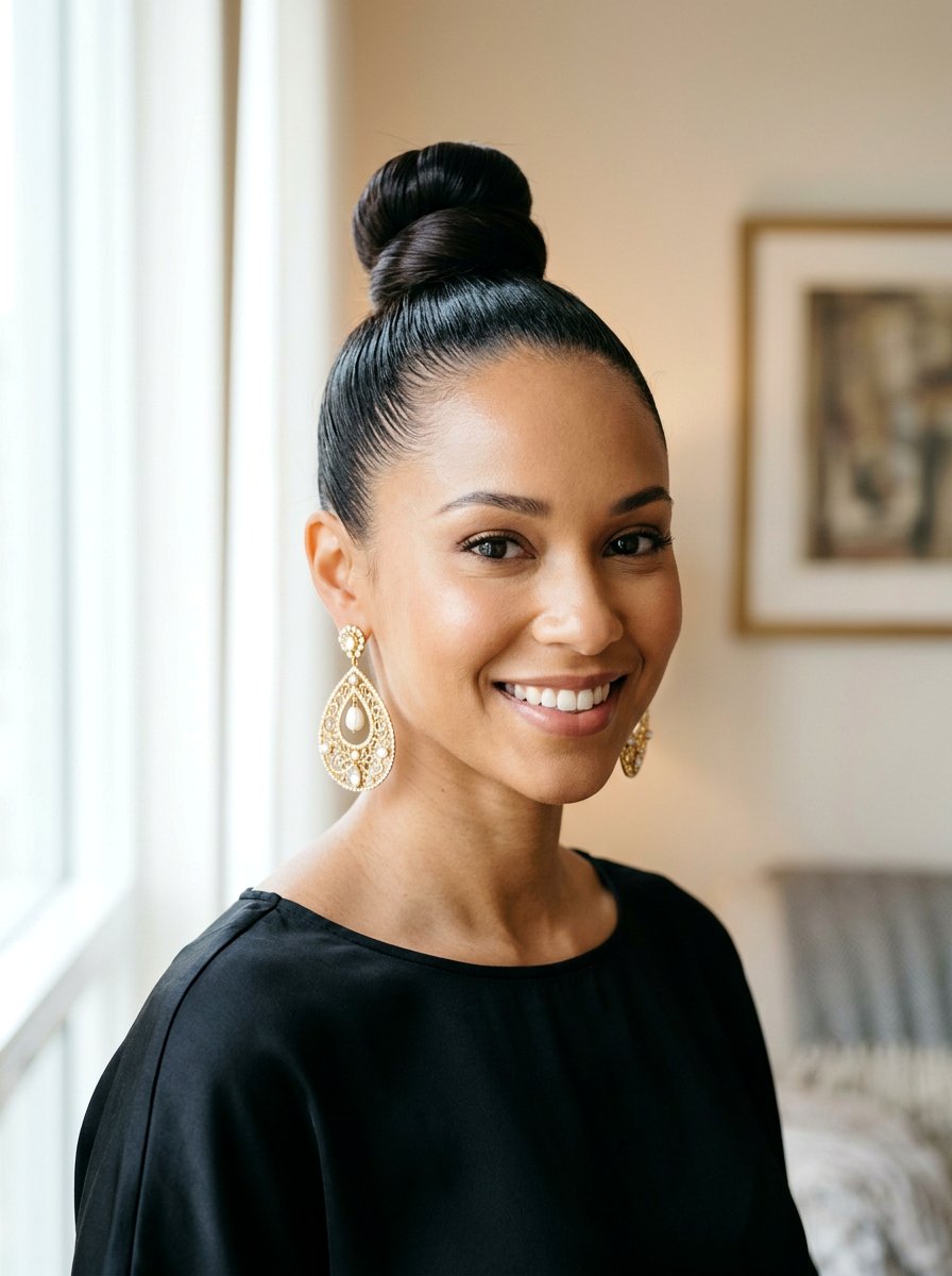 Sleek Top Knot - 20 glamorous birthday hairstyle ideas - 20 glamorous birthday hairstyle ideas