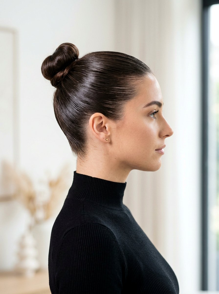 Sleek Top Knot - 20 sleek hairstyle for prom night - 20 sleek hairstyle for prom night