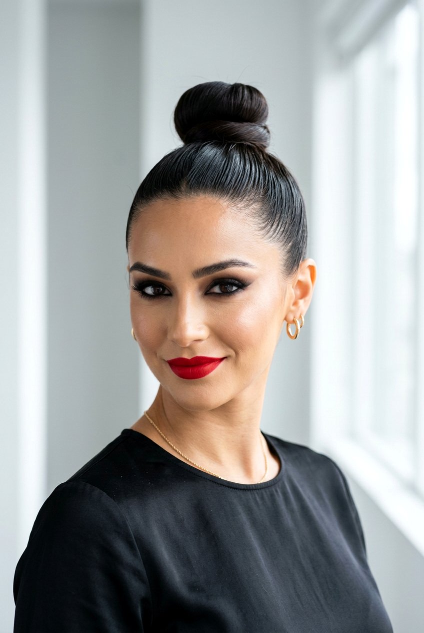 Sleek Top Knot - 20 best date night hairstyle ideas - 20 best date night hairstyle ideas