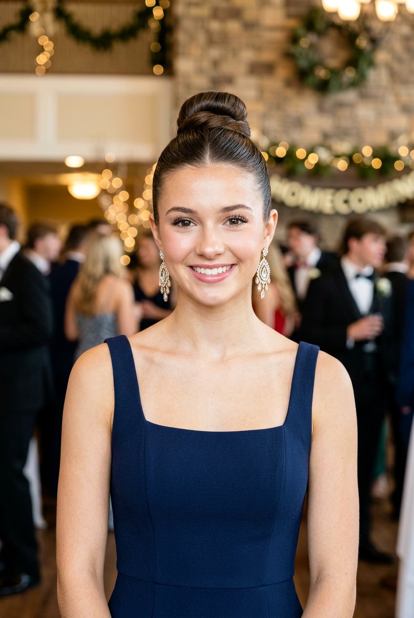 Sleek Top Knot Homecoming Updo - 20 elegant homecoming updo - 20 elegant homecoming updo