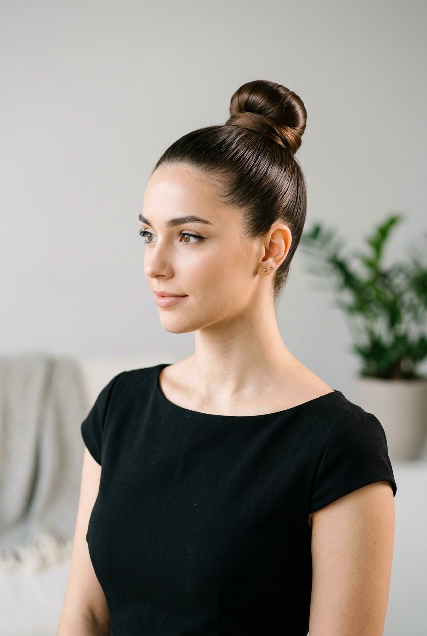 Sleek Top Knot - 20 natural hairstyle for college girls - 20 natural hairstyle for college girls