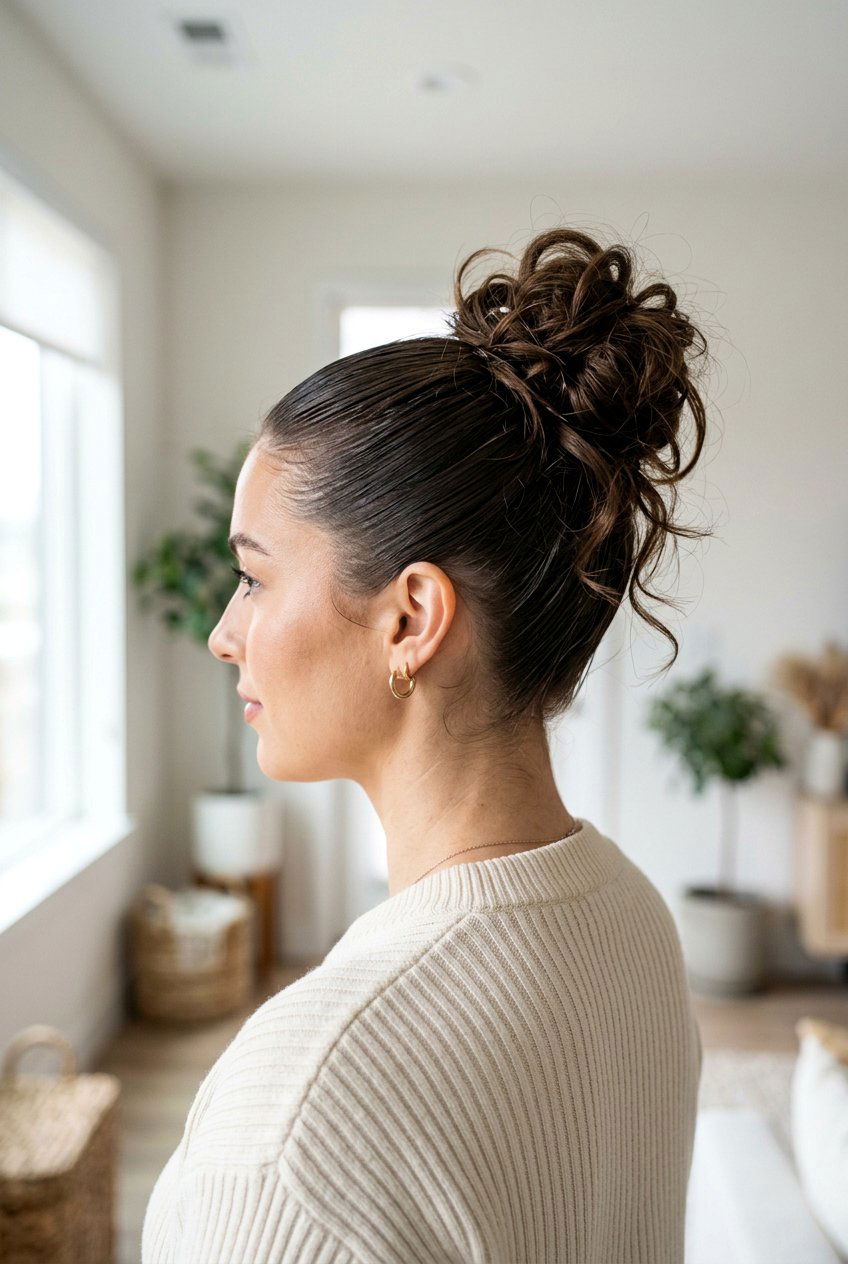 Sleek Top Messy Bun - 20 messy bun hairstyles - 20 messy bun hairstyles