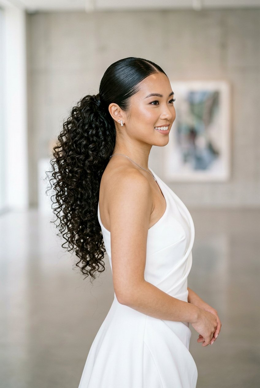 Sleek Top Textured Ponytail - 20 bridal hairstyle with textured ponytail - 20 bridal hairstyle with textured ponytail