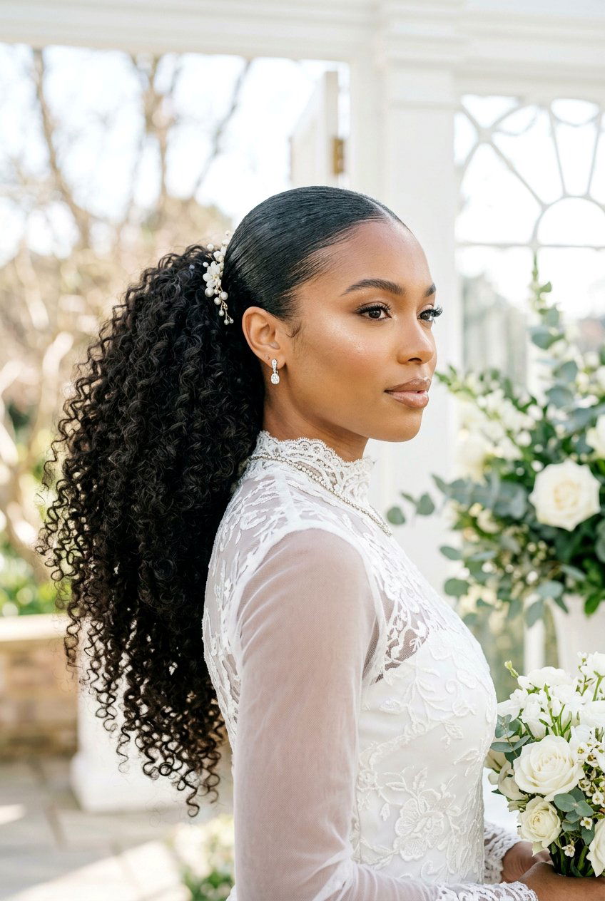 Sleek Top Textured Tail - 20 boho bridal ponytail - 20 boho bridal ponytail