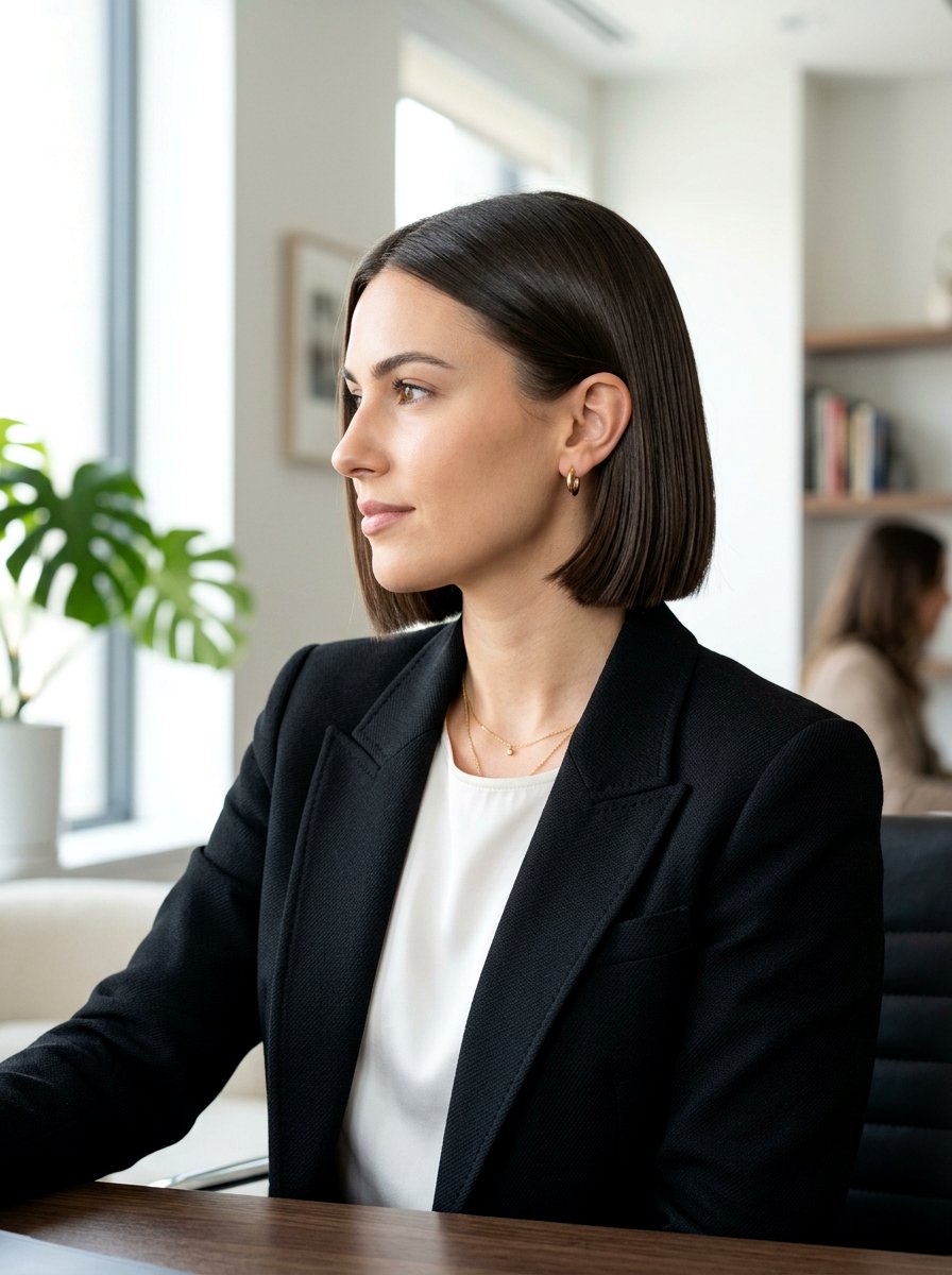 Sleek Tucked Back Bob - 20 simple tucked back hairstyle - 20 simple tucked back hairstyle