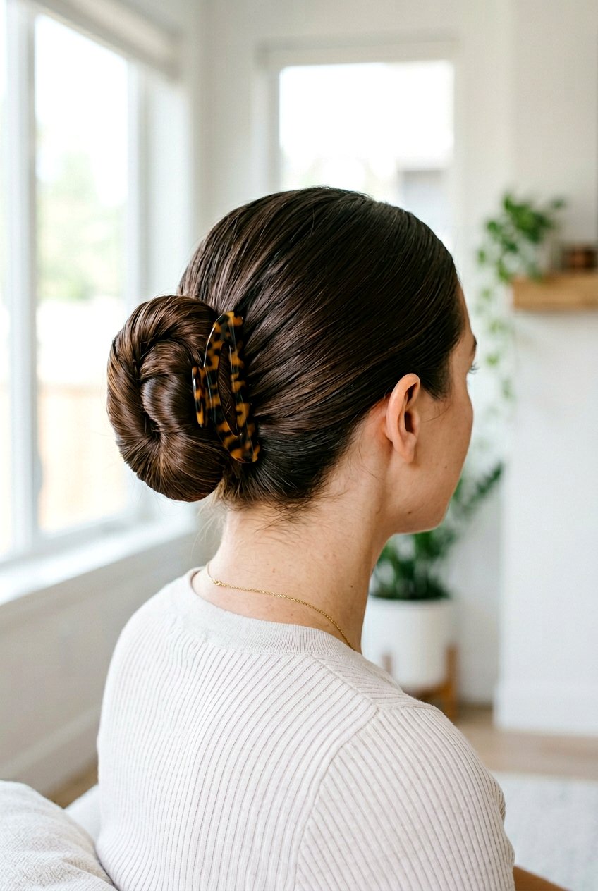 Sleek Twisted Claw Clip Bun - 20 sleek claw clip bun - 20 sleek claw clip bun