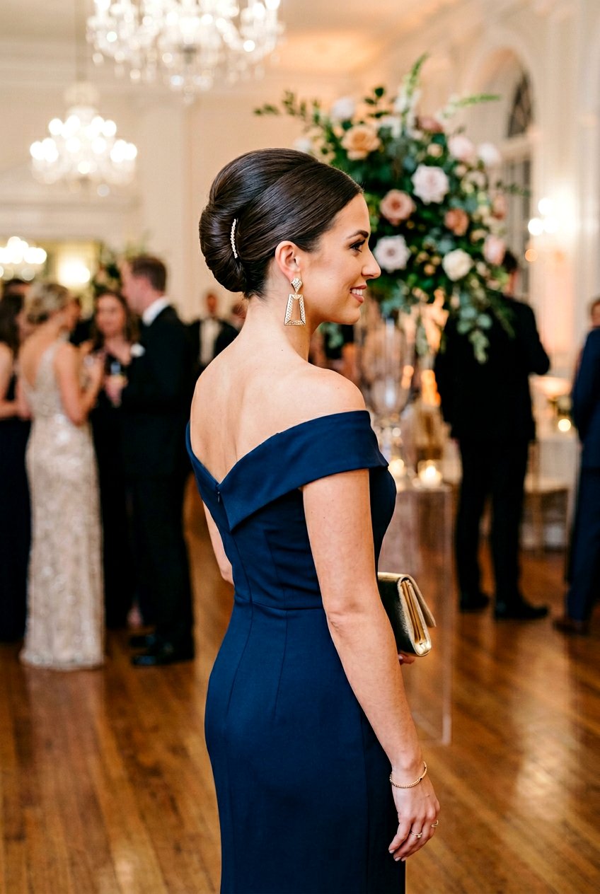 Sleek Updo For Wedding Guests - 20 reception hairstyles for guests - 20 reception hairstyles for guests