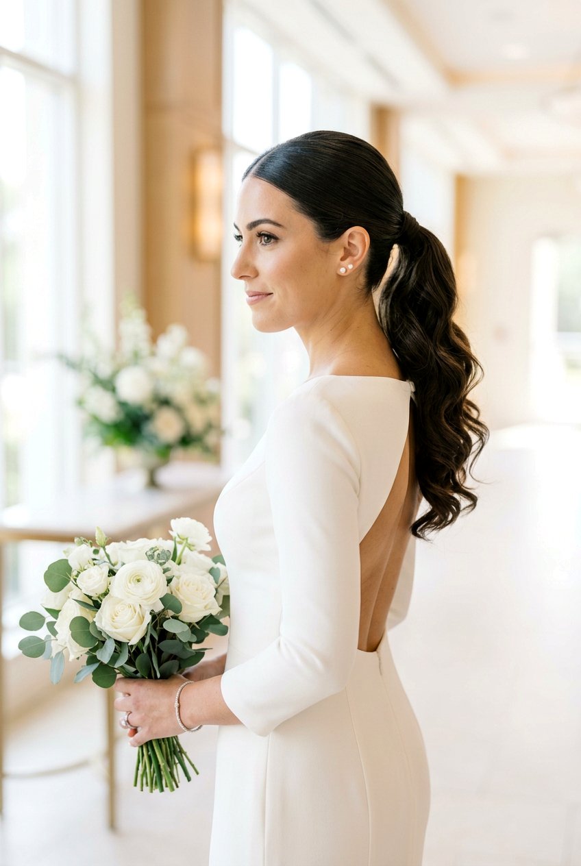 Sleek Wedding Ponytail With Loose Waves - 20 wedding ponytail with waves - 20 wedding ponytail with waves