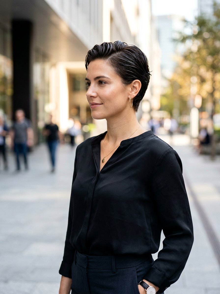 Sleek Wet Look Pixie - 20 runway wet look hairstyle - 20 runway wet look hairstyle