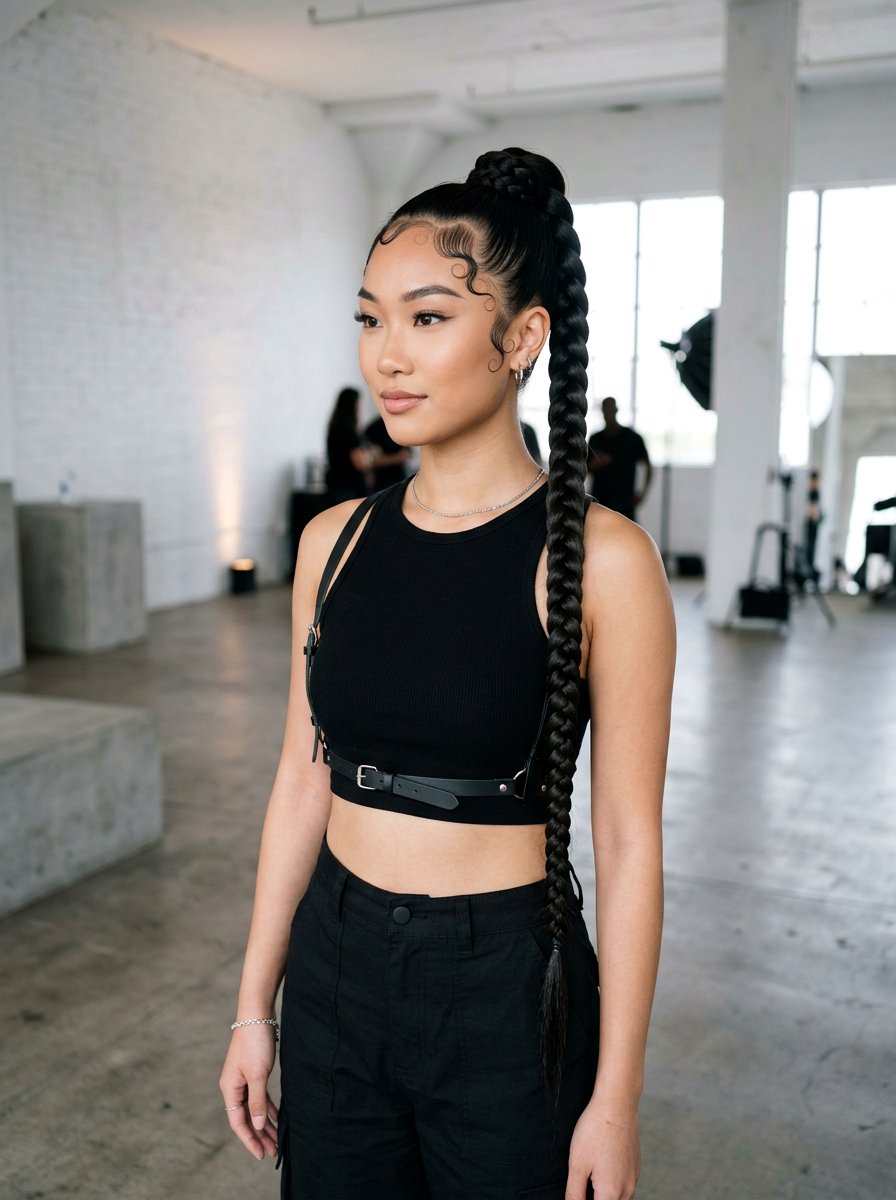 Sleek Wrap Around Braid Ponytail - 20 rave braid ponytail hairstyle - 20 rave braid ponytail hairstyle