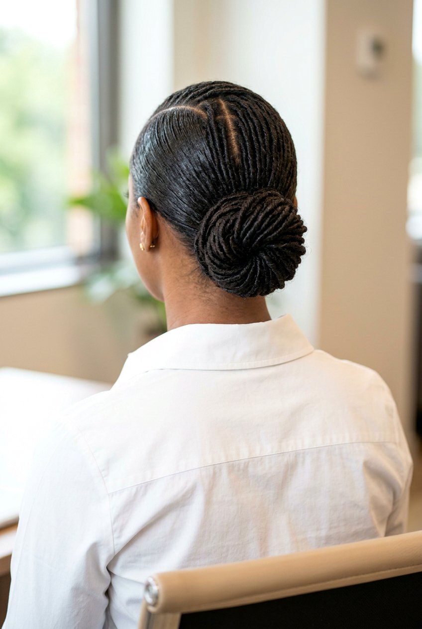 Sleek back loc bun - 20 loc bun hairstyles - 20 loc bun hairstyles
