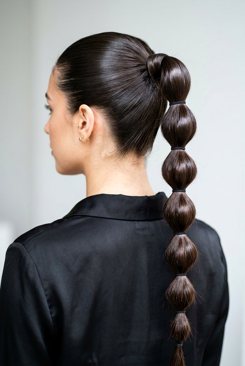 Sleek bubble ponytail - 20 bubble ponytail hairstyles - 20 bubble ponytail hairstyles