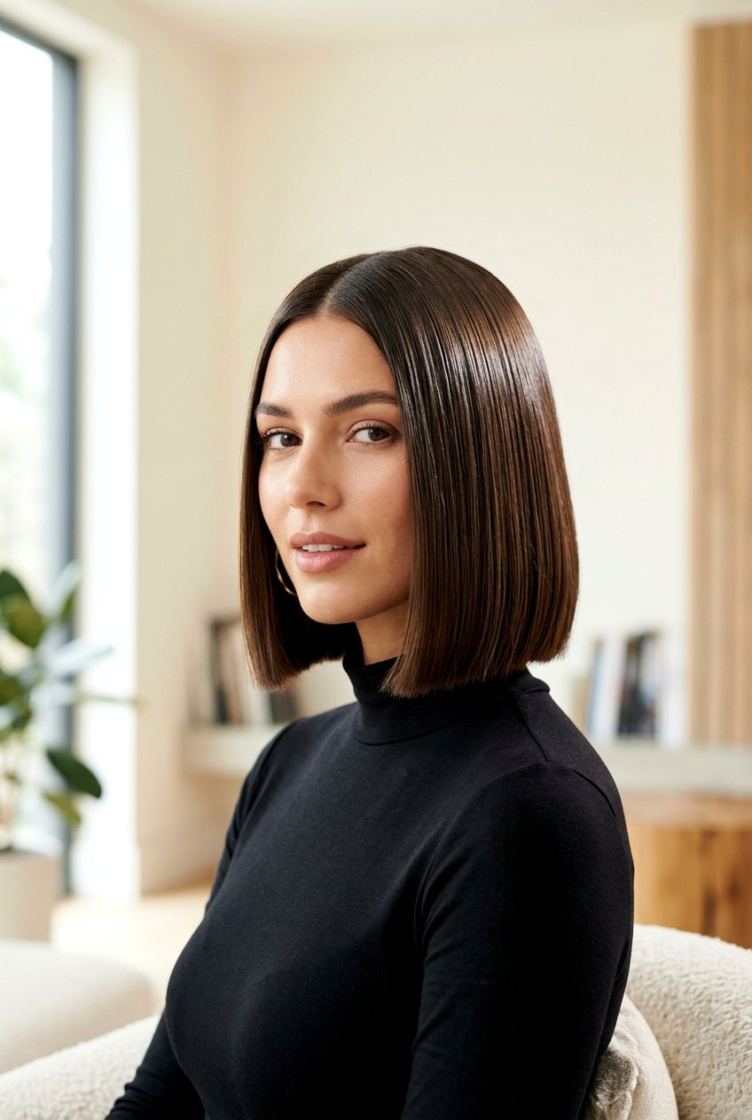 Sleek chin length bob - 20 chin length bob haircut - 20 chin length bob haircut
