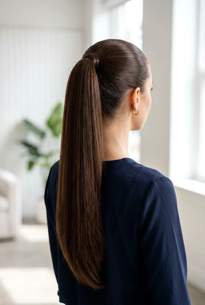 Sleek high ponytail thick hair - 20 hairstyles for thick hair - 20 hairstyles for thick hair