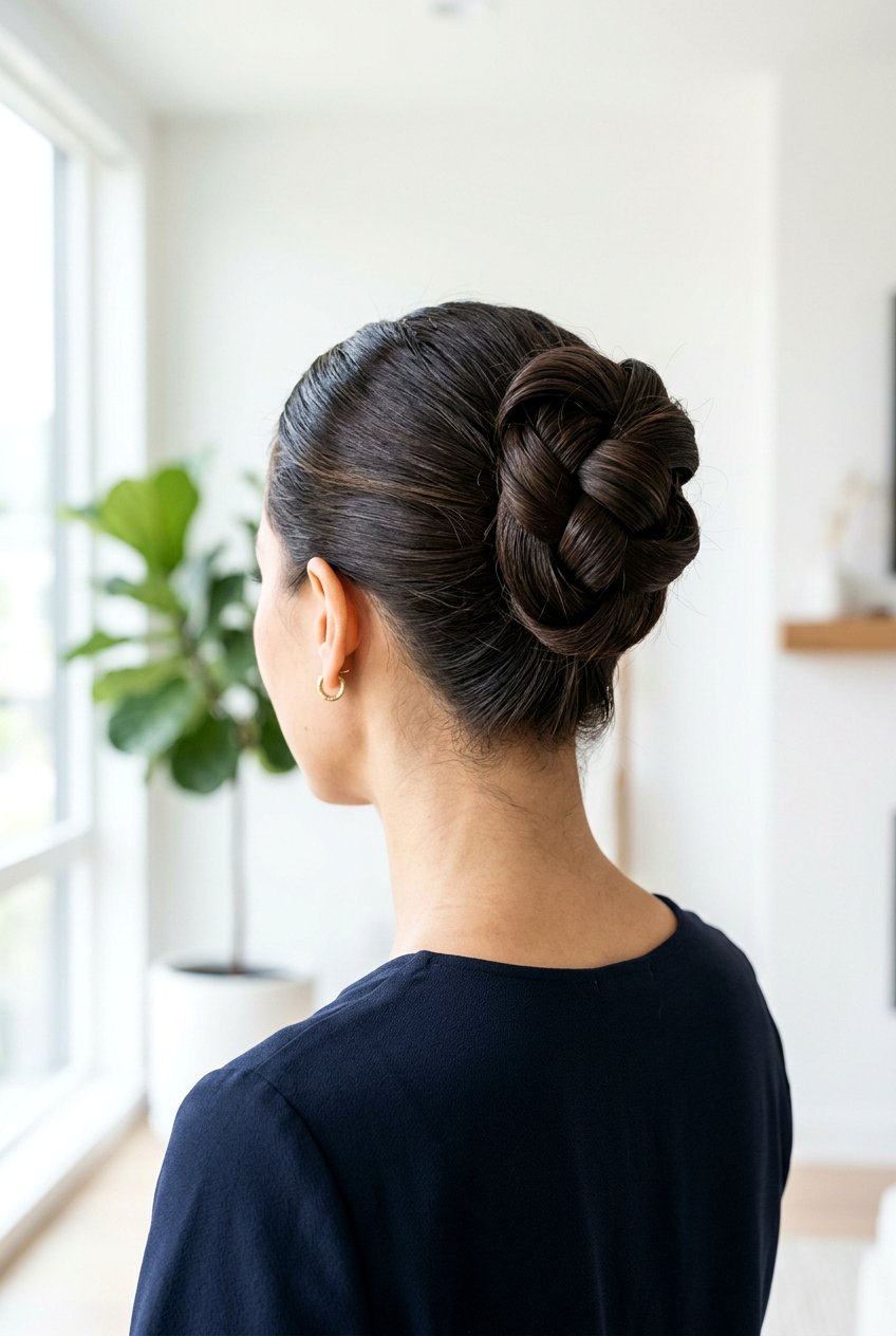 Sleek knotted bun - 20 sleek bun hairstyles - 20 sleek bun hairstyles