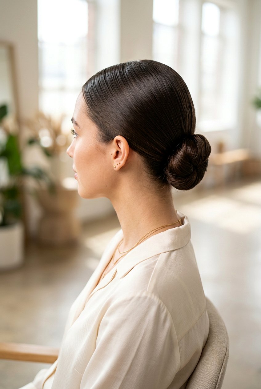 Sleek low bun - 20 cute hairstyles for school - 20 cute hairstyles for school