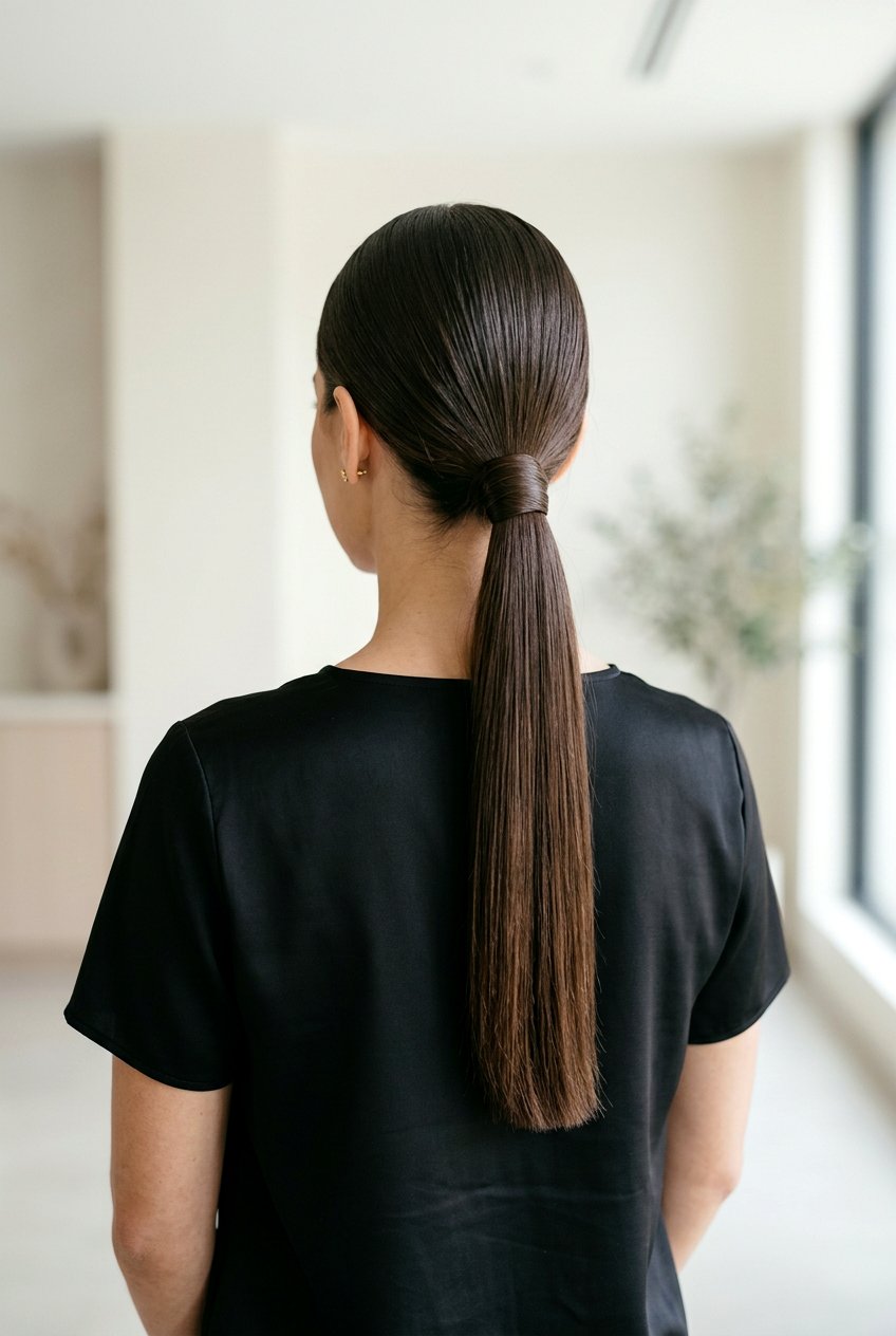 Sleek low ponytail - 20 easy updo hairstyles - 20 easy updo hairstyles