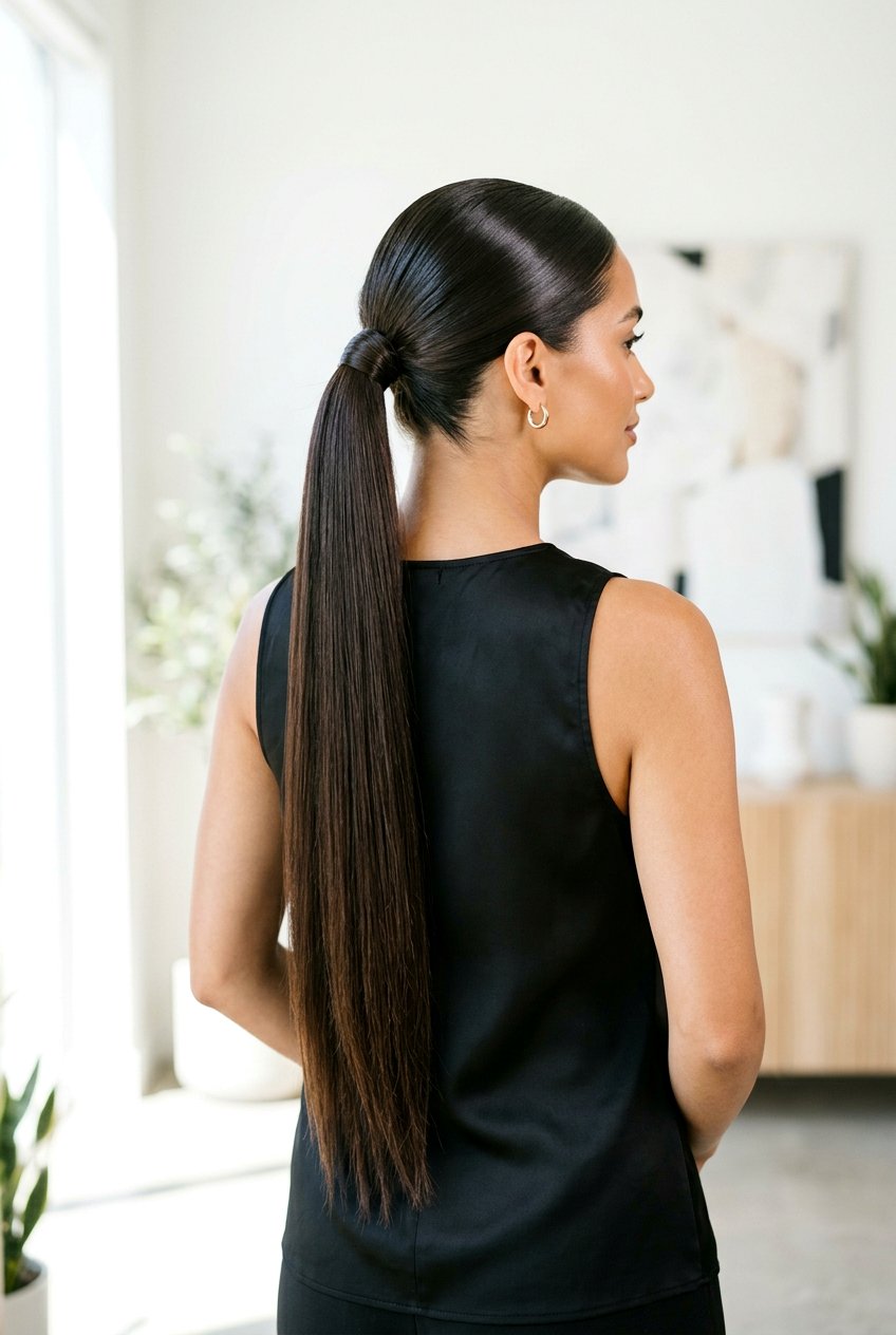 Sleek ponytail for long hair - 20 sleek ponytail hairstyles - 20 sleek ponytail hairstyles