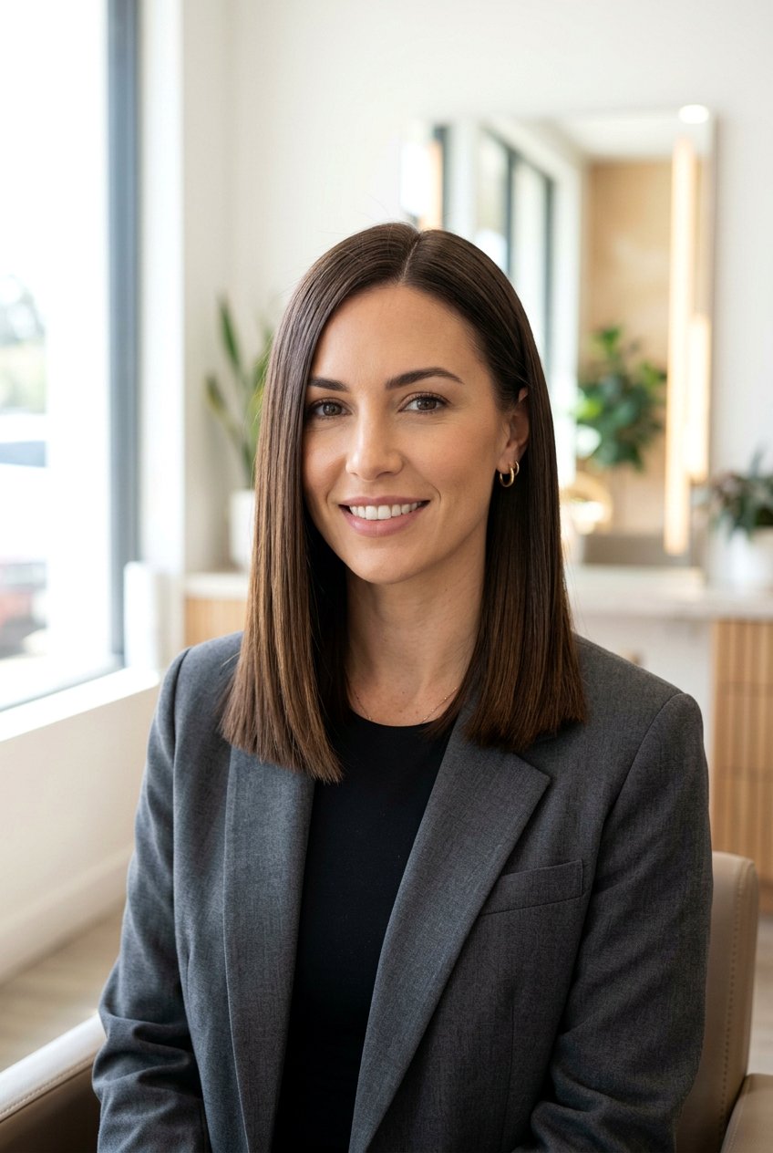 Sleek straight lob - 20 hairstyles for double chin face - 20 hairstyles for double chin face