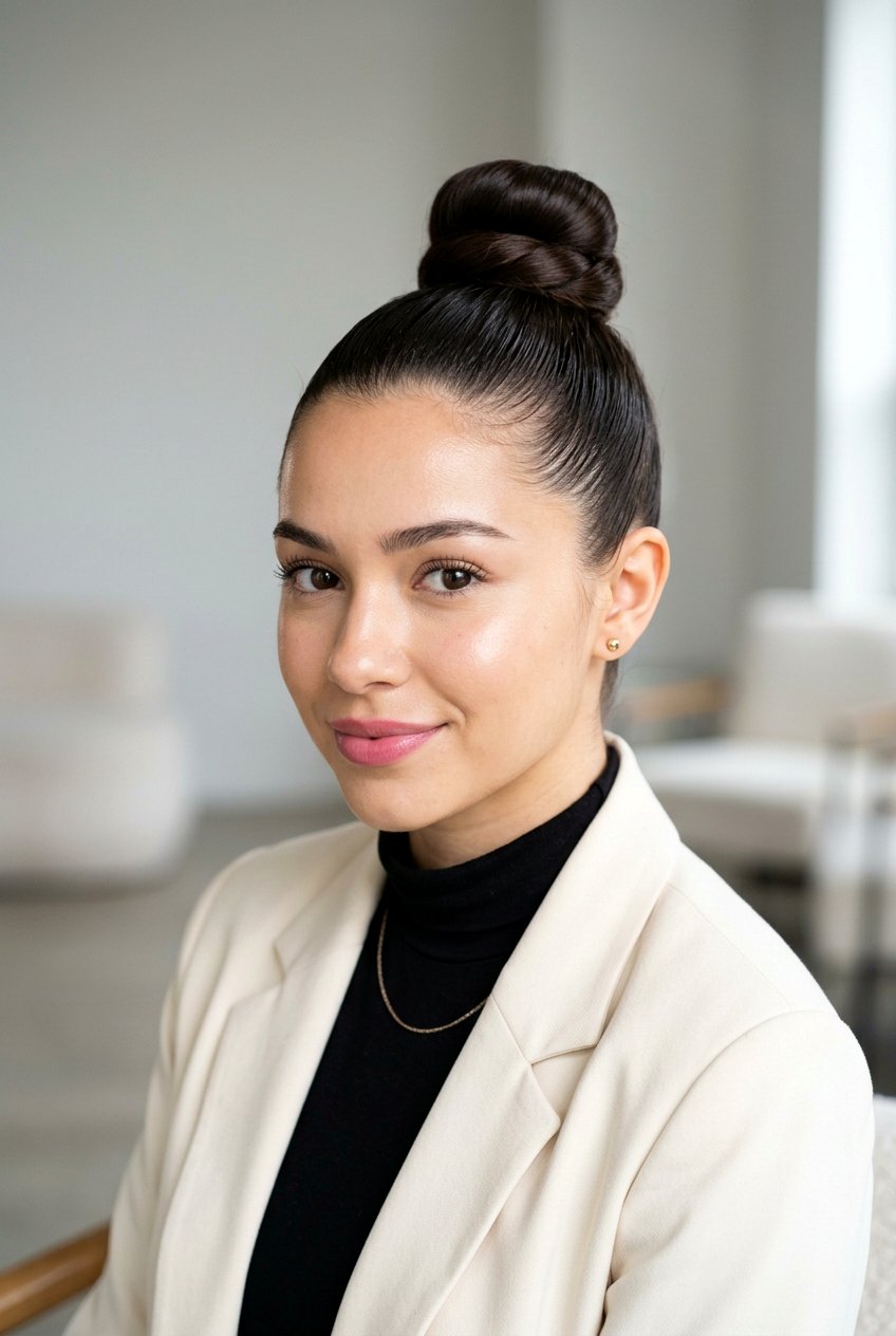 Sleek top knot - 20 cute hairstyles for school - 20 cute hairstyles for school