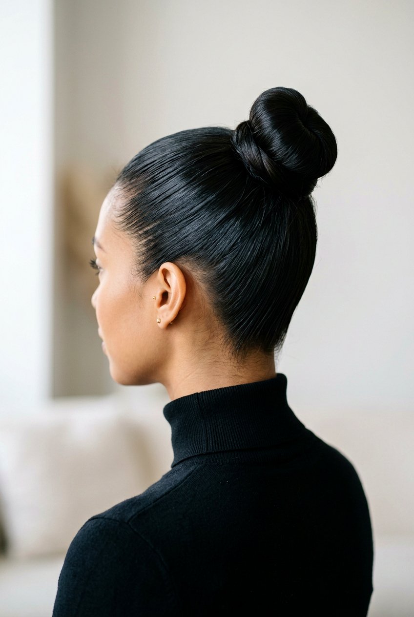 Sleek top knot - 20 easy updo hairstyles - 20 easy updo hairstyles