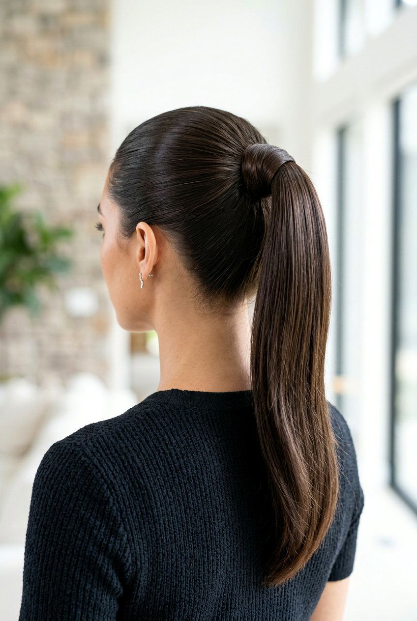 Sleek wrap around ponytail - 20 sleek ponytail hairstyles - 20 sleek ponytail hairstyles
