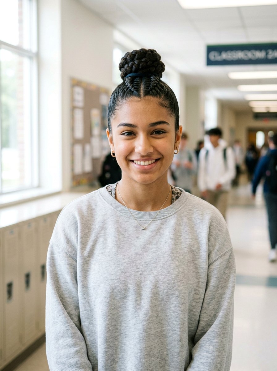 Slick Back Braided Top Knot Bun - 20 school slick back bun hairstyle - 20 school slick back bun hairstyle