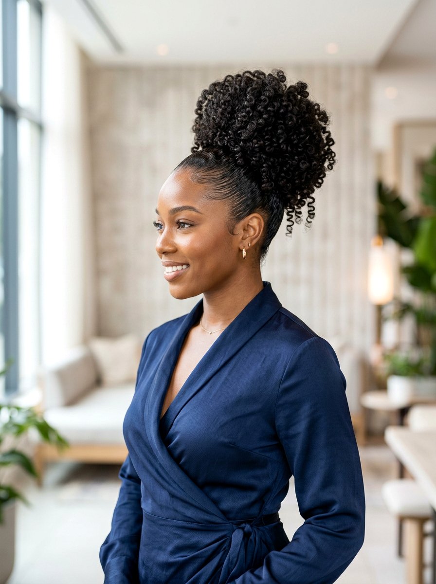 Slick Back Bun For Long Curls - 20 slicked back curly bun hairstyle - 20 slicked back curly bun hairstyle