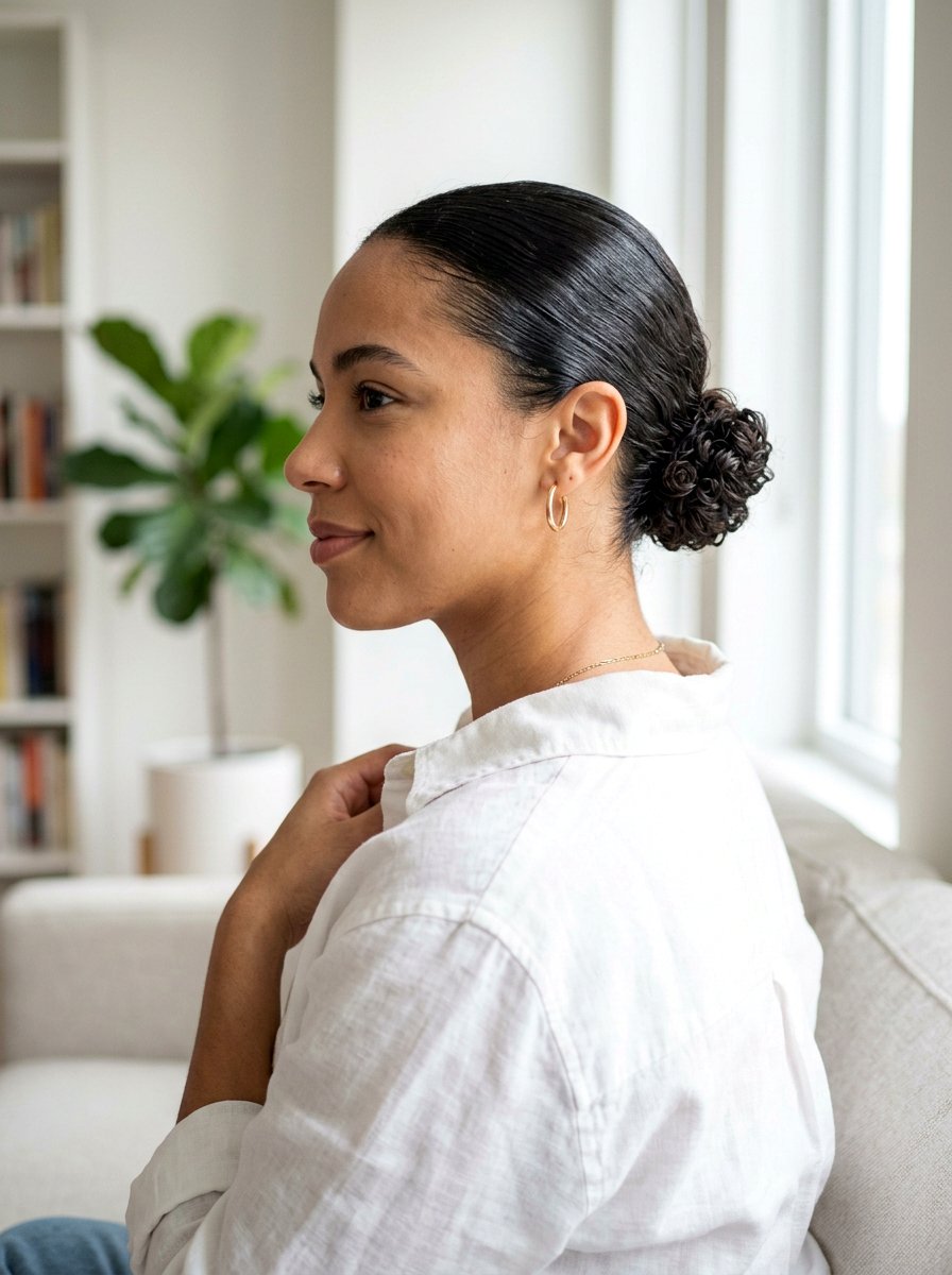Slick Back Bun For Short Curls - 20 slicked back curly bun hairstyle - 20 slicked back curly bun hairstyle