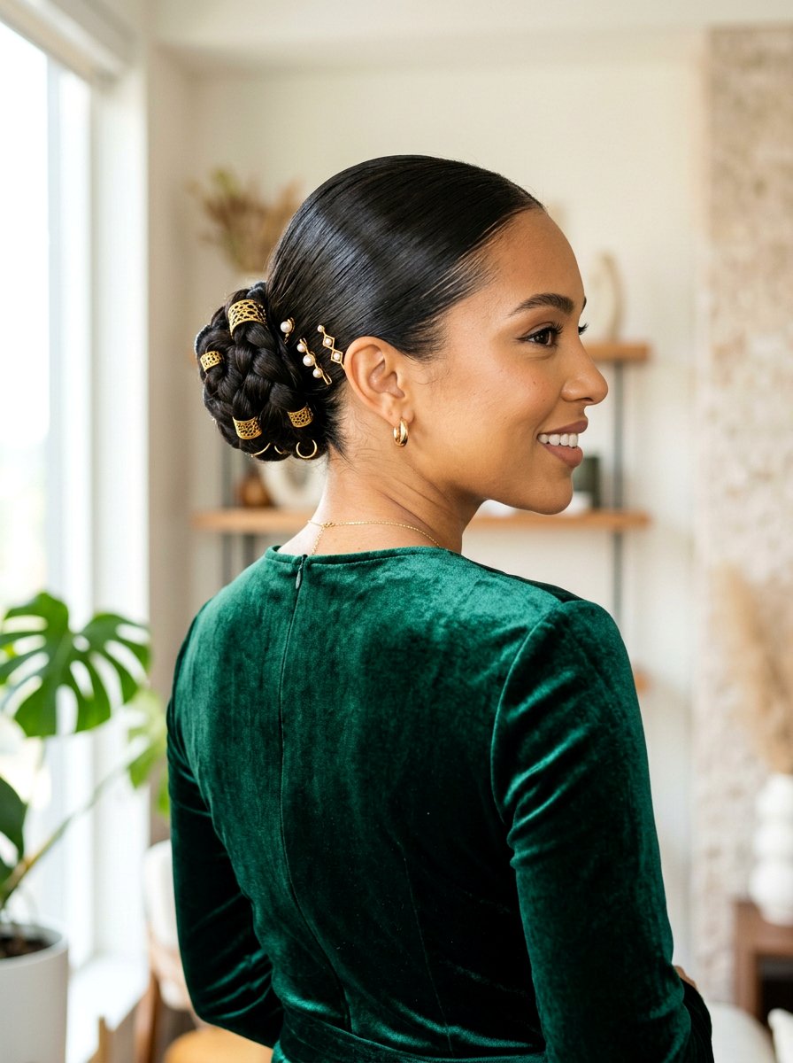 Slick Back Bun With Accessories - 20 slicked back curly bun hairstyle - 20 slicked back curly bun hairstyle