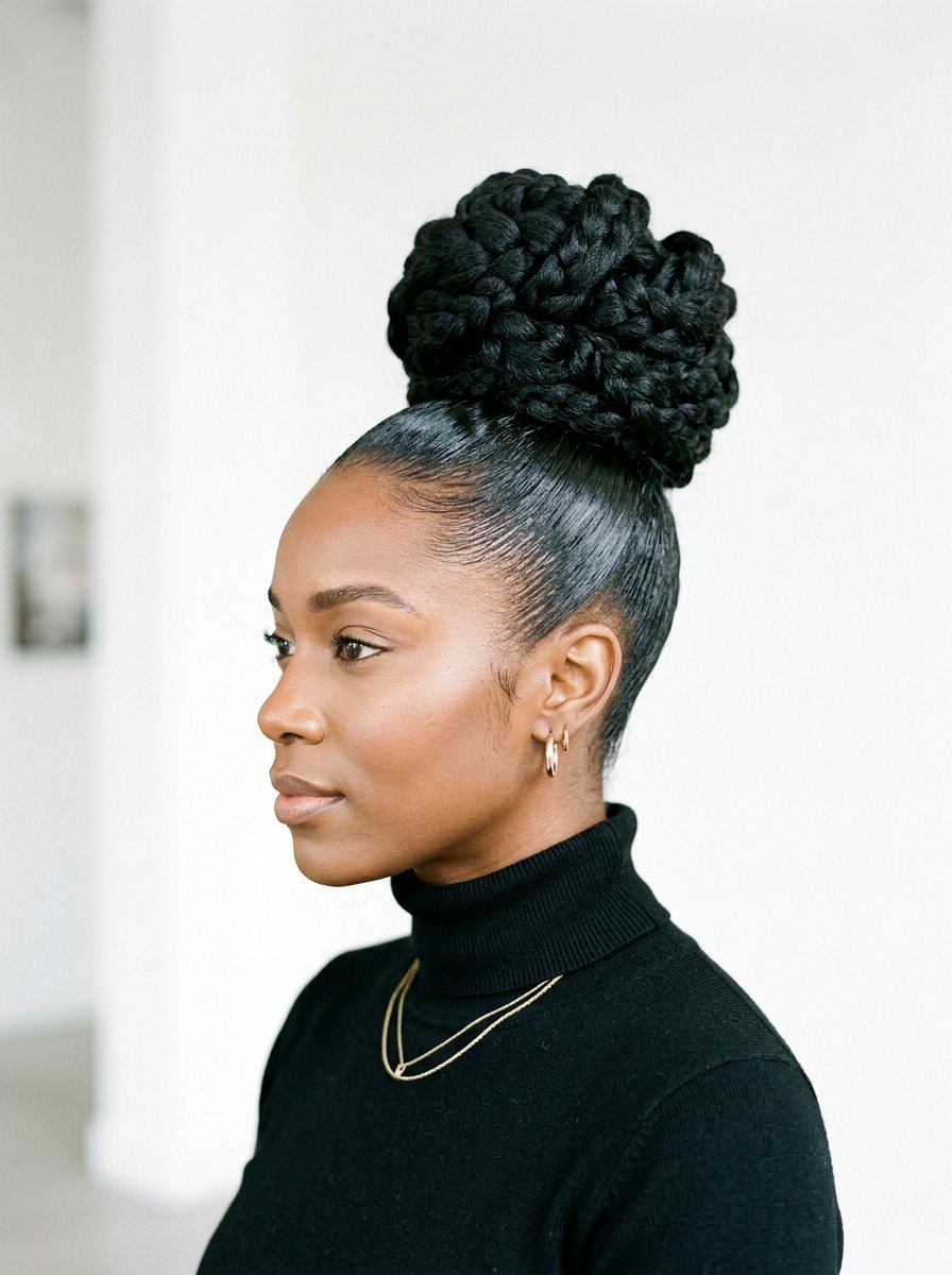 Slick Back Bun With Weave Extensions - 20 slick back bun for black women - 20 slick back bun for black women