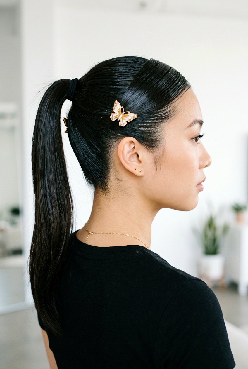 Slick Back Butterfly Clip Ponytail - 20 butterfly clip ponytail hairstyle - 20 butterfly clip ponytail hairstyle