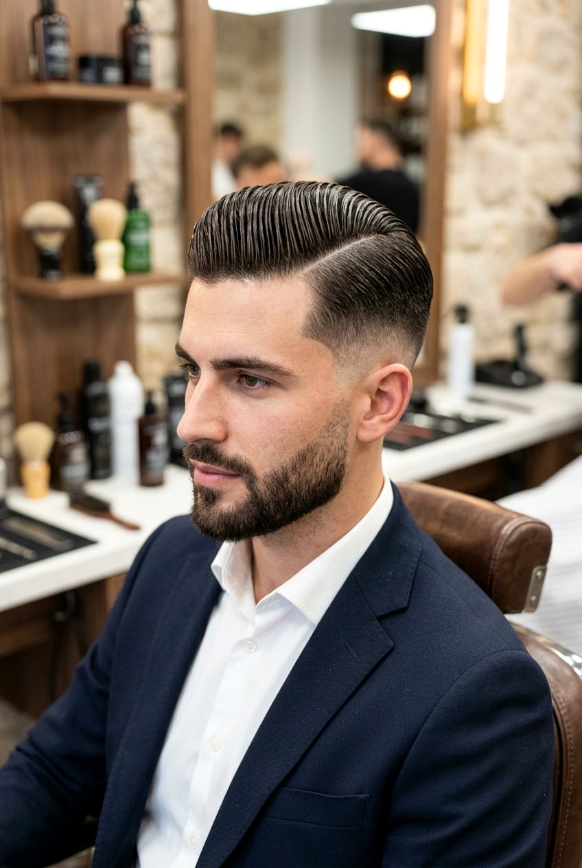 Slick Back Comb Over - 20 comb over fade haircut - 20 comb over fade haircut
