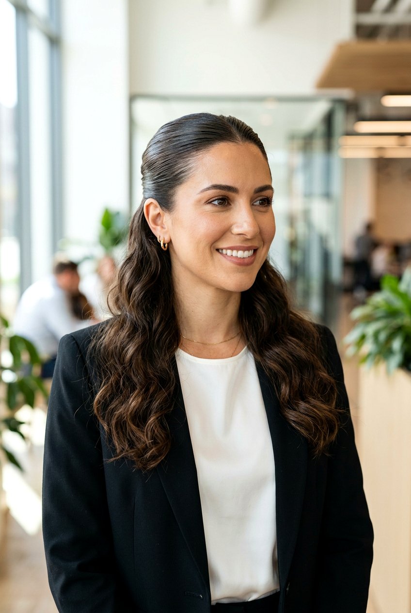 Slick Back Crown - 20 office hairstyle for thick wavy hair - 20 office hairstyle for thick wavy hair