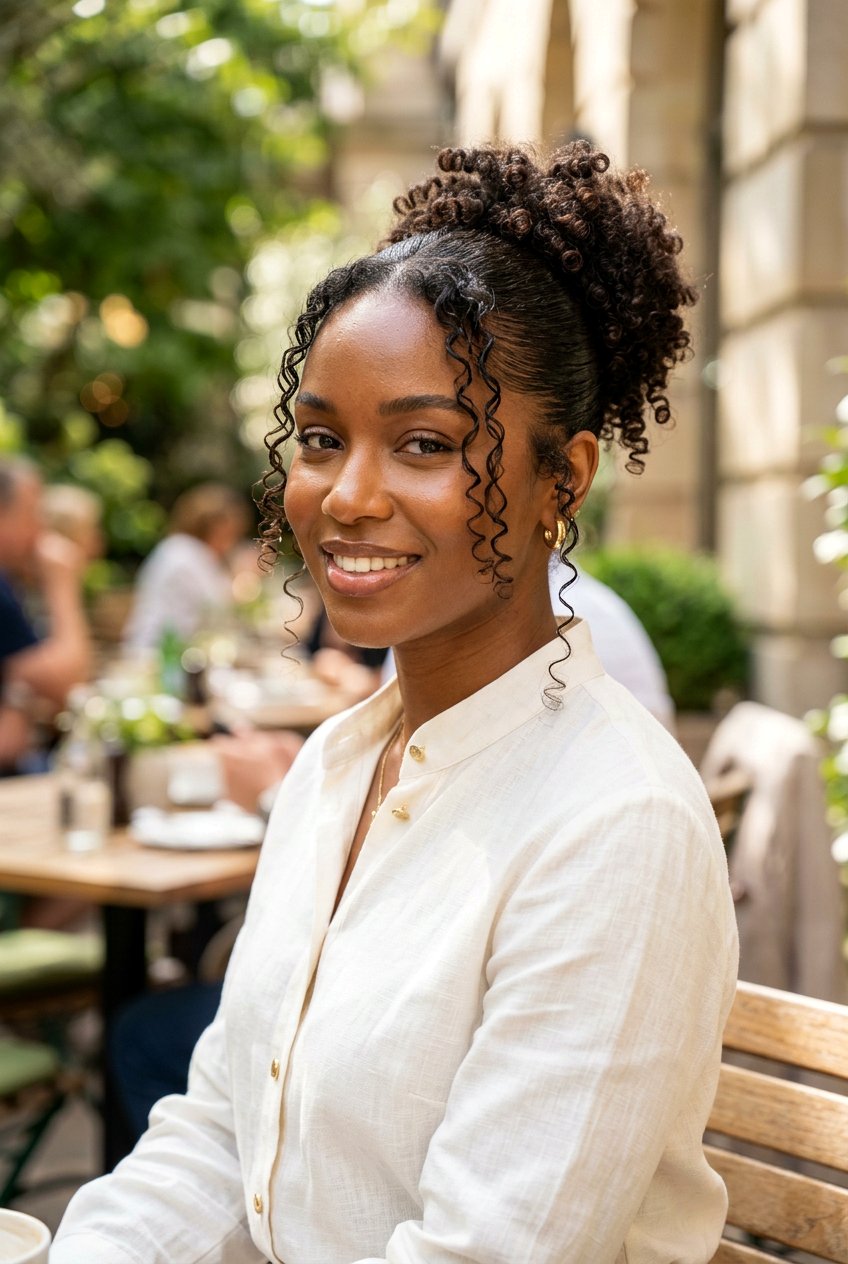 Slick Back Curly Bun With Frontal Curls - 20 slick back bun for curly hair - 20 slick back bun for curly hair